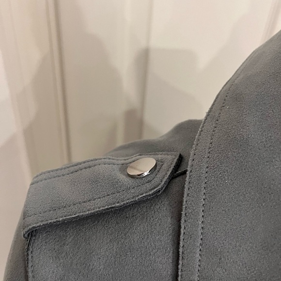 Anthropologie Light Gray Leather Jacket size M - Picture 3 of 11